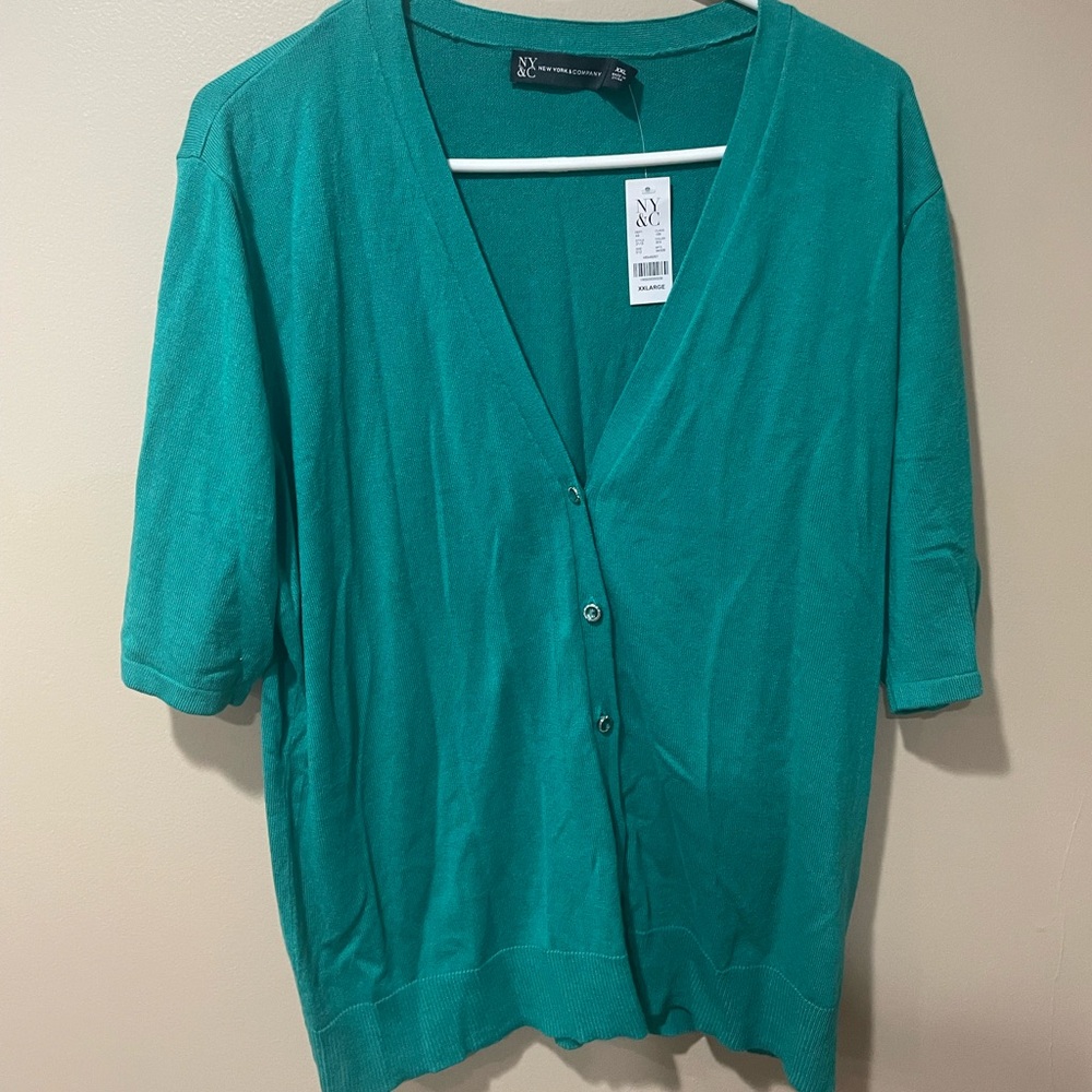 New York & Company Teal Cardigan